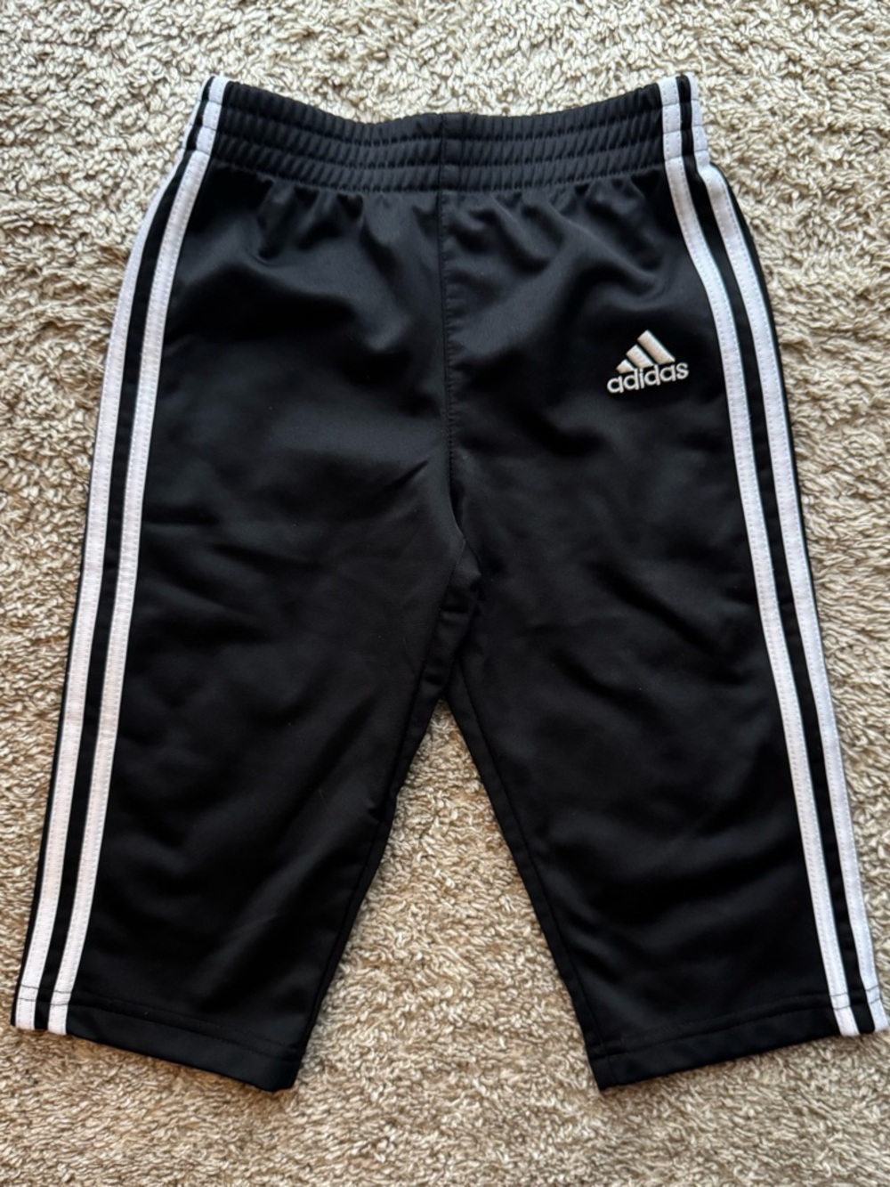 Adidas Toddler Black Track Jacket & Pants Set with White Stripes (12M) Like New - Picture 5 of 7